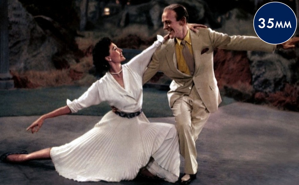 Actors Cyd Charisse and Fred Astaire dance together in Central Park.
