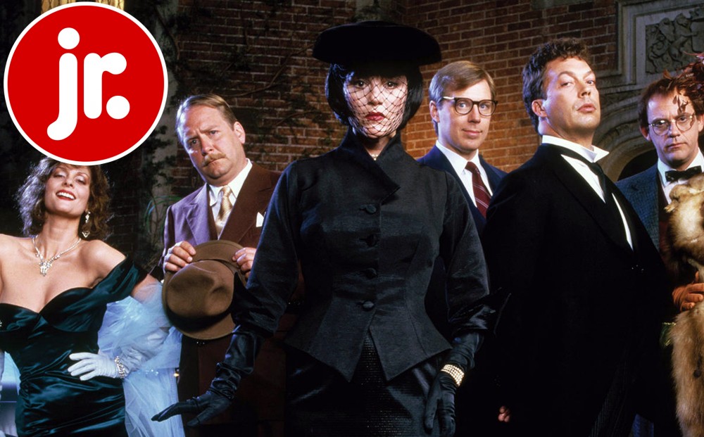 The cast of CLUE, including actors Eileen Brennan, Tim Curry, Madeline Kahn, and Christopher Lloyd.