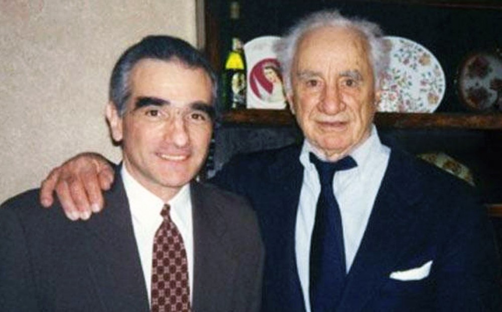 A photograph of Elia Kazan with his arm around Martin Scorsese.