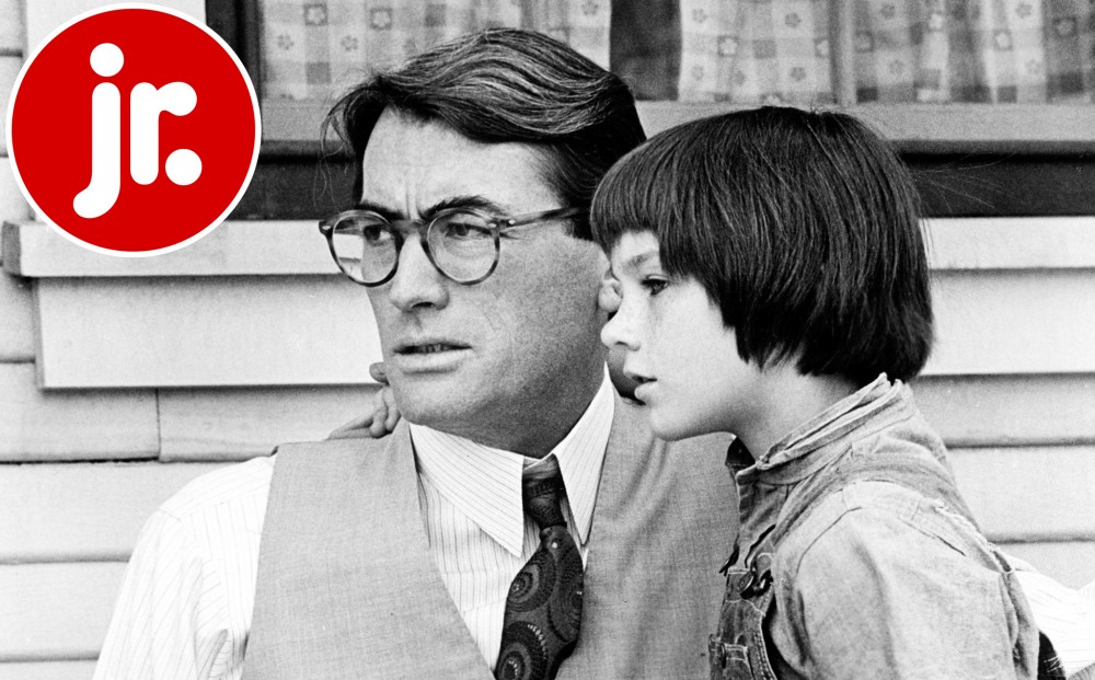 Actor Gregory Peck stands with Mary Badham.